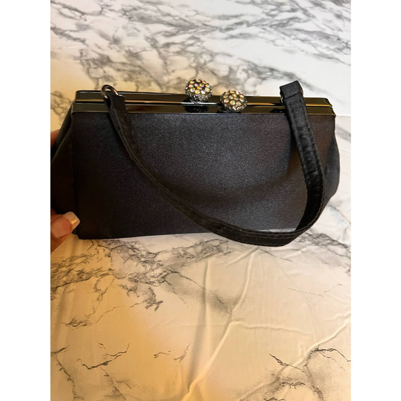 Jessica McClintock Small Black evening clutch bag - Picture 1 of 8